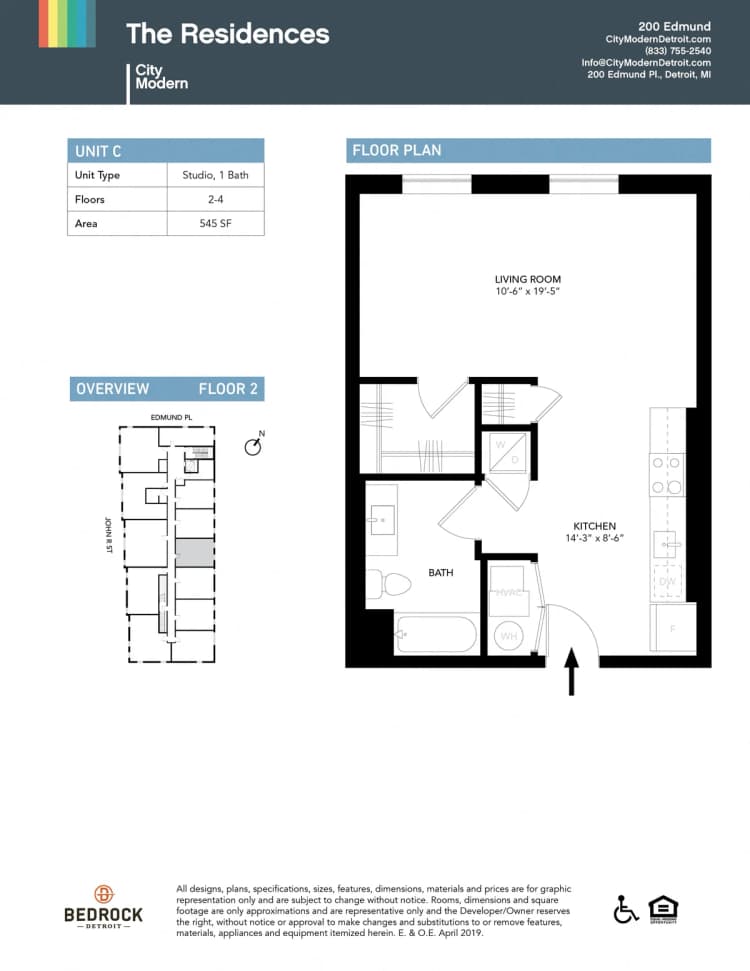Detroit apartments for rent - image - 200 Edmund - C