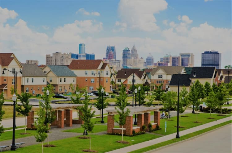 Detroit apartments for rent - image - Looking Southeast from Miracles and Four Tops 2.webp