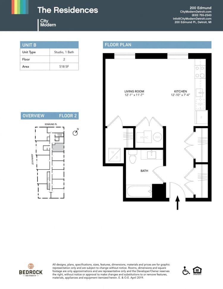 Detroit apartments for rent - image - 200 Edmund - B