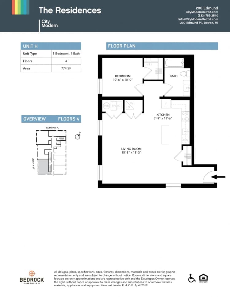 Detroit apartments for rent - image - 200 Edmund - H