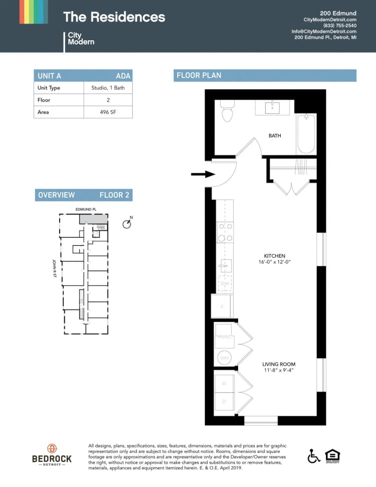 Detroit apartments for rent - image - 200 Edmund - A (ADA)