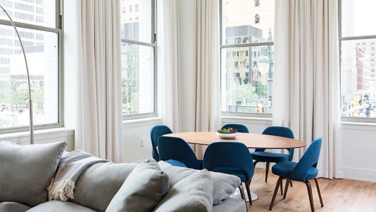 Detroit apartments for rent - image - Sofa and dining