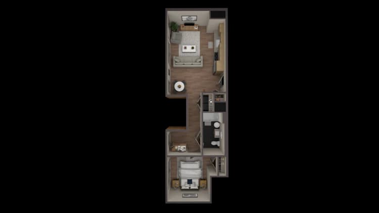 Detroit apartments for rent - image - 1 Bed Floor Plan.png