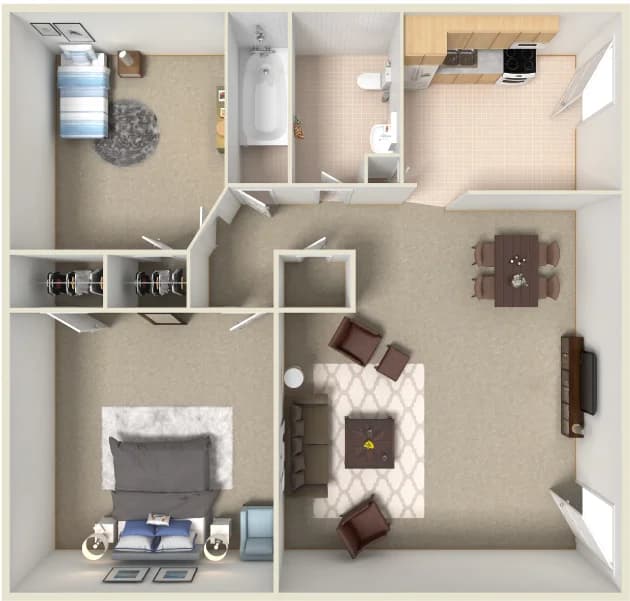 Detroit apartments for rent - image - 2 Bed 1 Bath Garden
