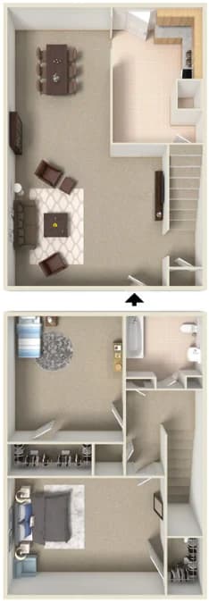 Detroit apartments for rent - image - 2 Bed 1 Bath Townhome
